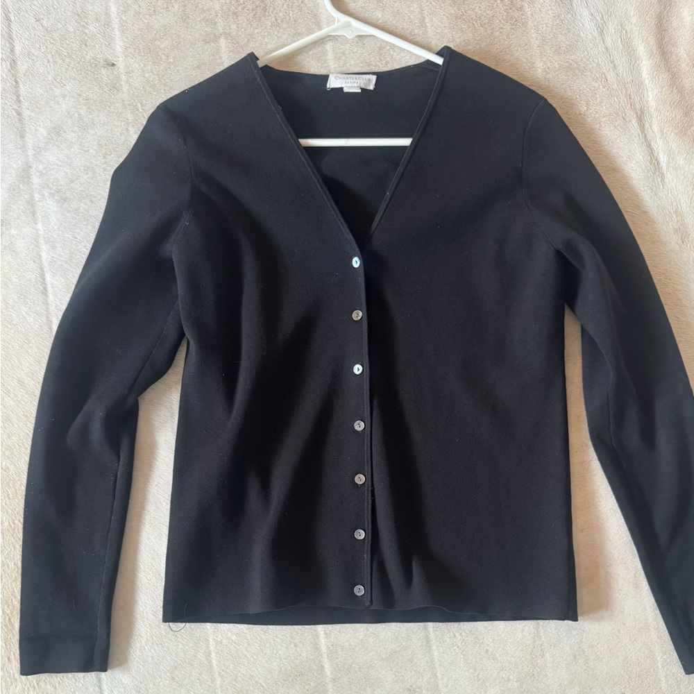 SOLD: Silk Blend Charter Club Black Button-Down cardigan